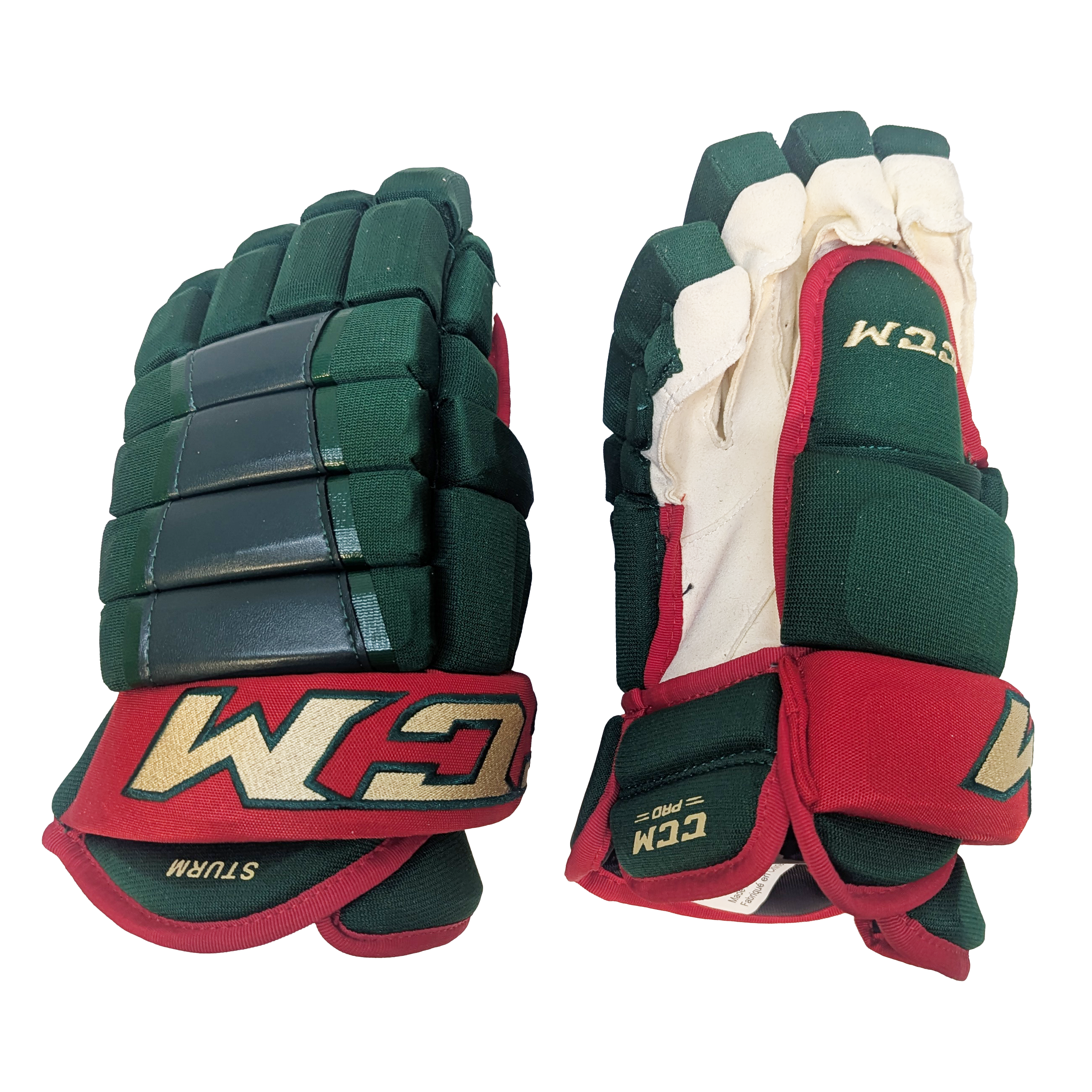 CCM HG97 - Gant NHL Pro Stock - Nico Sturm (Vert/Rouge/Or)